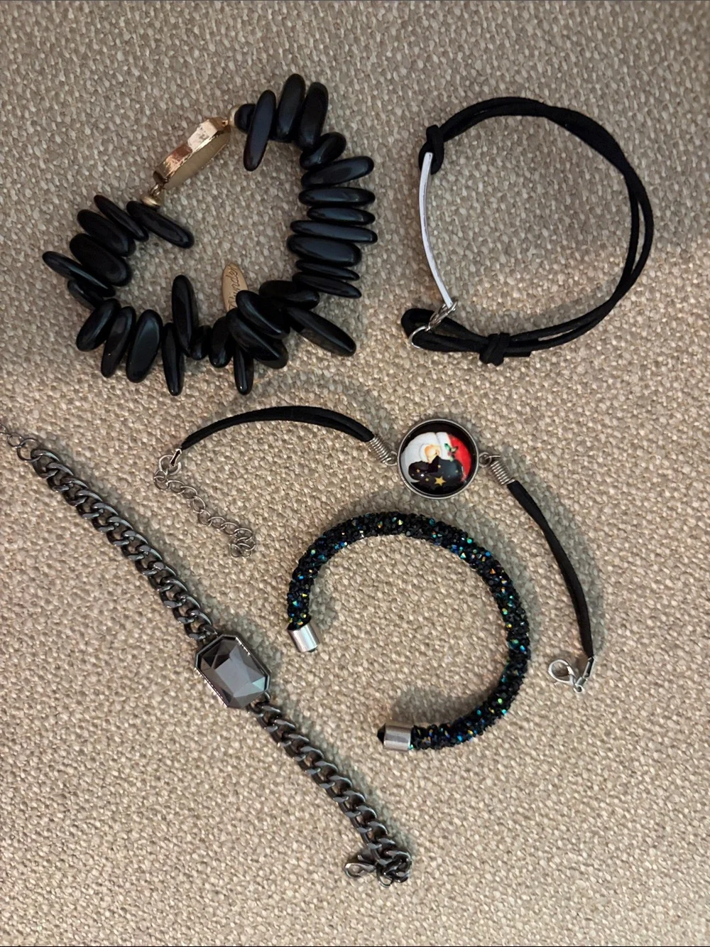 Mixed Black Fashion Bracelet Set